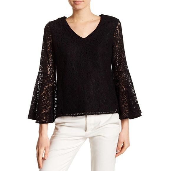 Catherine Malandrino Flare Sleeve Blouse Lace V-neck‎ Dramatic Whimsygoth Small - Picture 1 of 8
